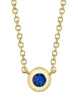 Shy Creation 14K Yellow Gold Blue Sapphire Bezel Necklace