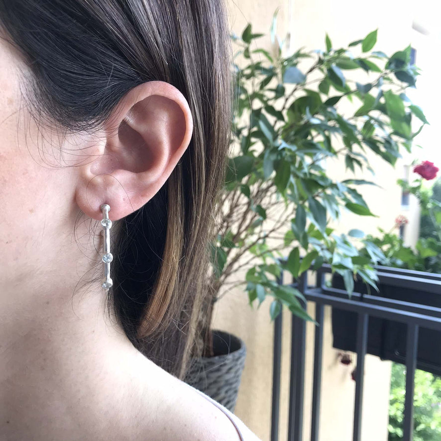 Lika Behar Sterling Silver & White Sapphire Hoop Earrings - Skeie's Jewelers