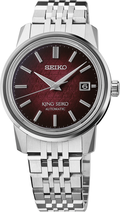 King Seiko SJE103 Garyu-Bai 38.6mm Red Plum Dial Automatic - Skeie's Jewelers
