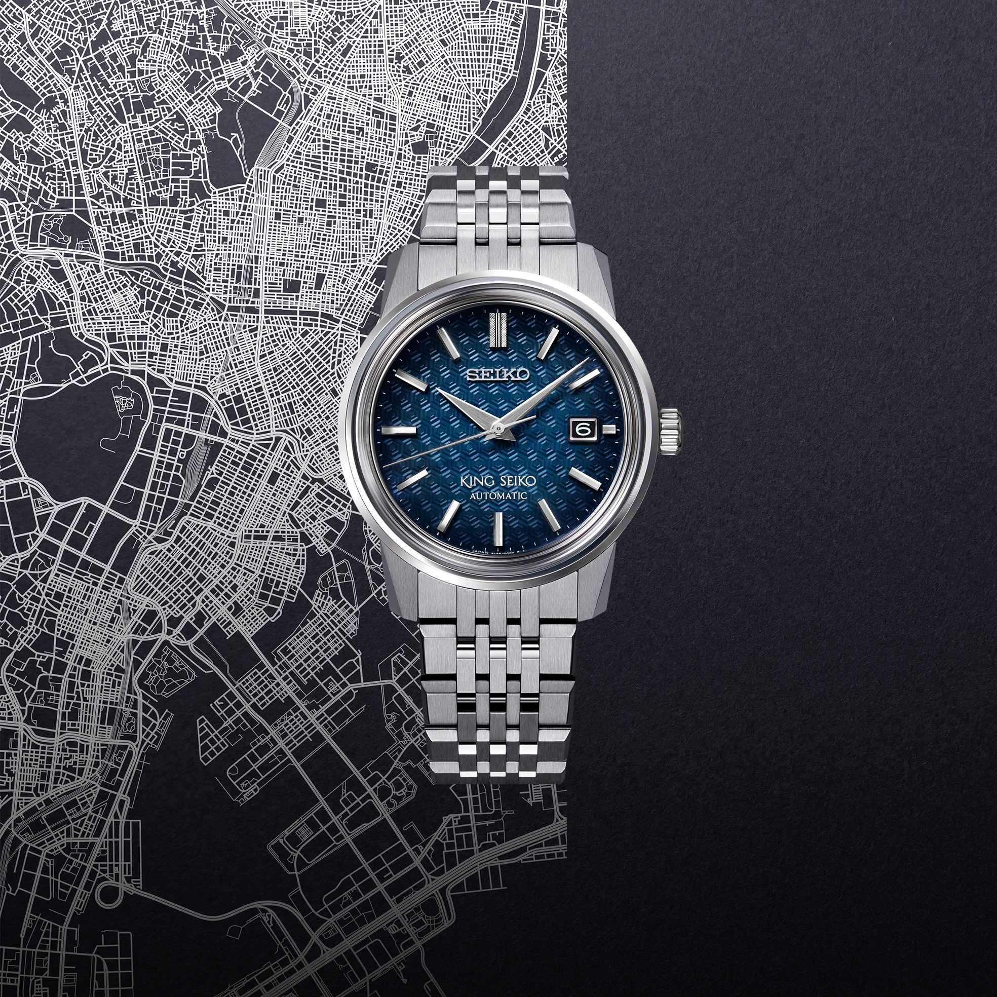 King Seiko SJE105 Kameido 38.6mm Blue Dial Automatic Watch - Skeie's Jewelers