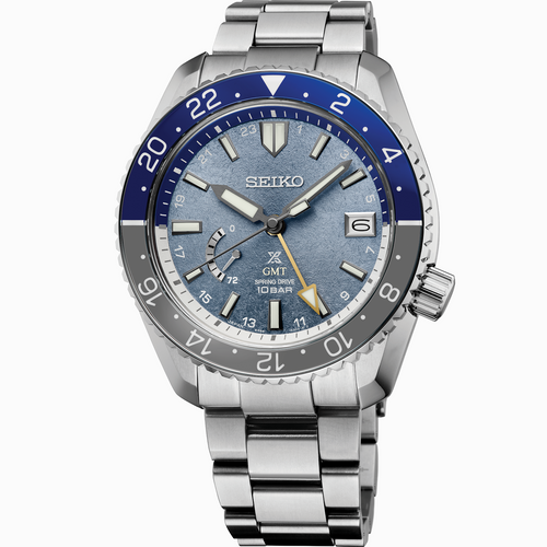 Seiko LX SNR055 Blue Bezel Spring Drive GMT Watch - Skeie's Jewelers