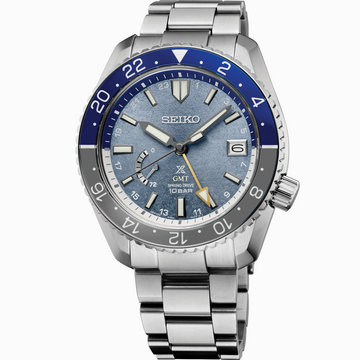 Seiko LX SNR055 Blue Bezel Spring Drive GMT Watch