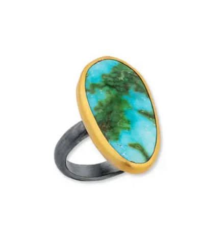 Lika Behar Sonoran Turquoise Oxidized Sterling Silver Ring - Skeie's Jewelers