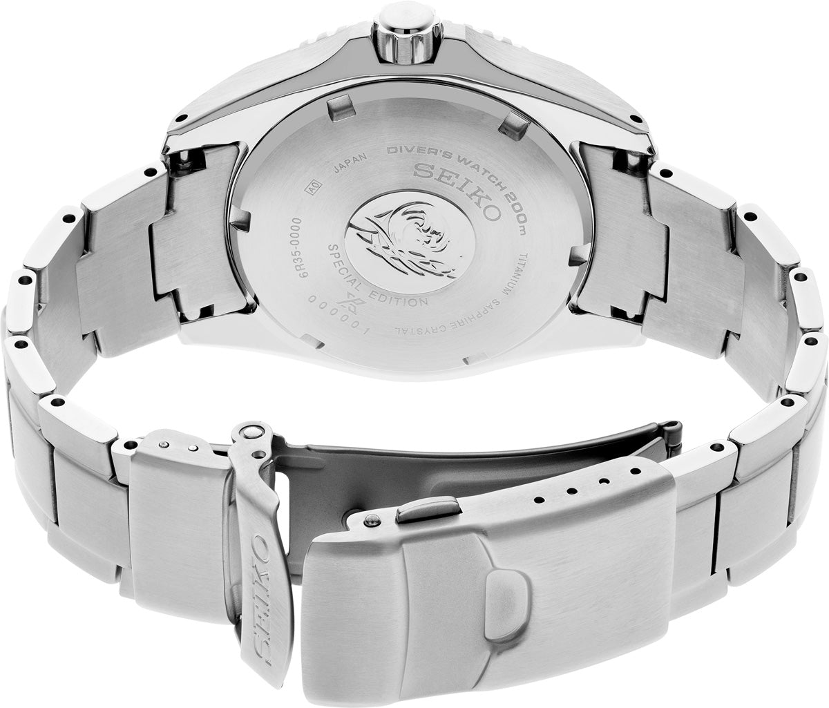 seiko prospex spb351 blue gray dial titanium diver watch