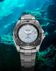 seiko prospex spb351 blue gray dial titanium diver watch