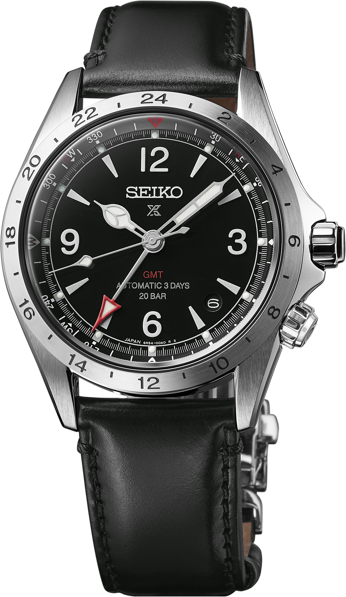 seiko alpinist gmt spb379 black dial automatic watch