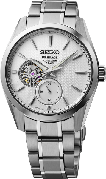 Seiko Presage SPB415 Sharp Edged Open Heart White Dial | Skeie's