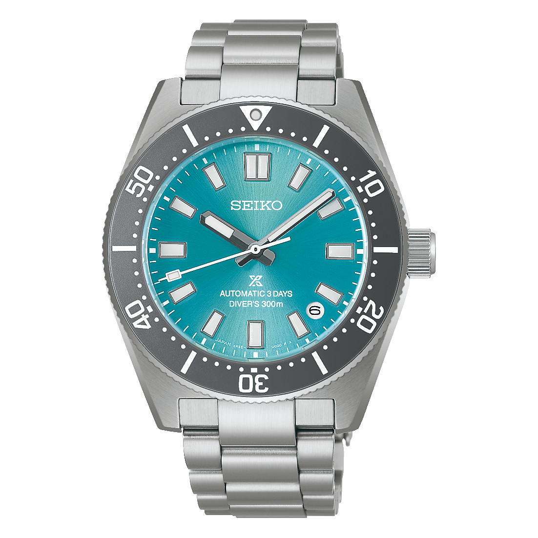 A Seiko Prospex SPB545J1 automatic diver's watch, featuring a 42mm stainless steel case, a dark green dial with luminous geometric markers, a matching green elapsed-time bezel, and a steel link bracelet.