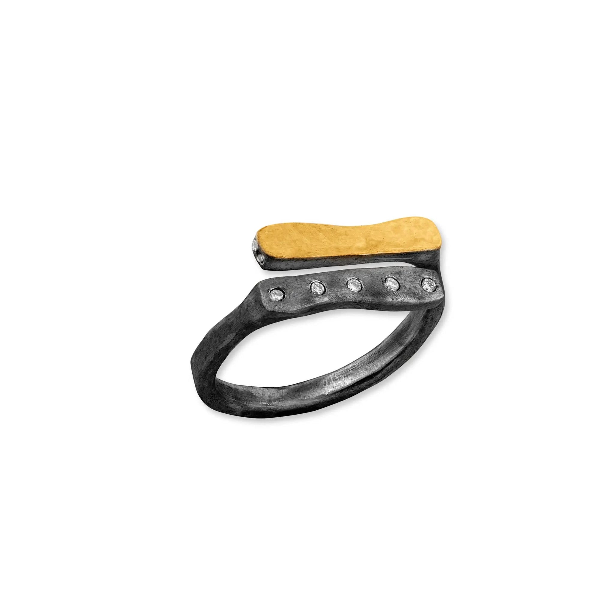 Lika Behar Oxidized Silver and Gold Wrap Around Stockton Ring - Skeie's Jewelers