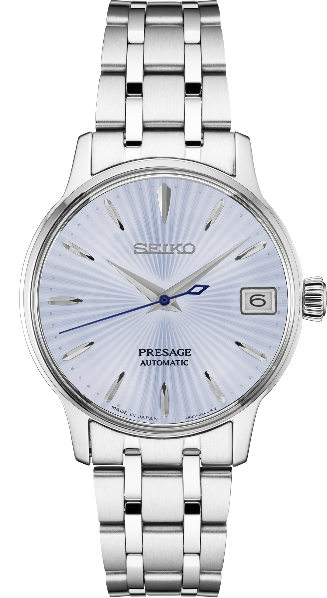 seiko presage srp841 cocktail time 34mm blue dial watch