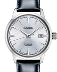 seiko presage srpb43 automatic watch with light blue dial and black leather strap