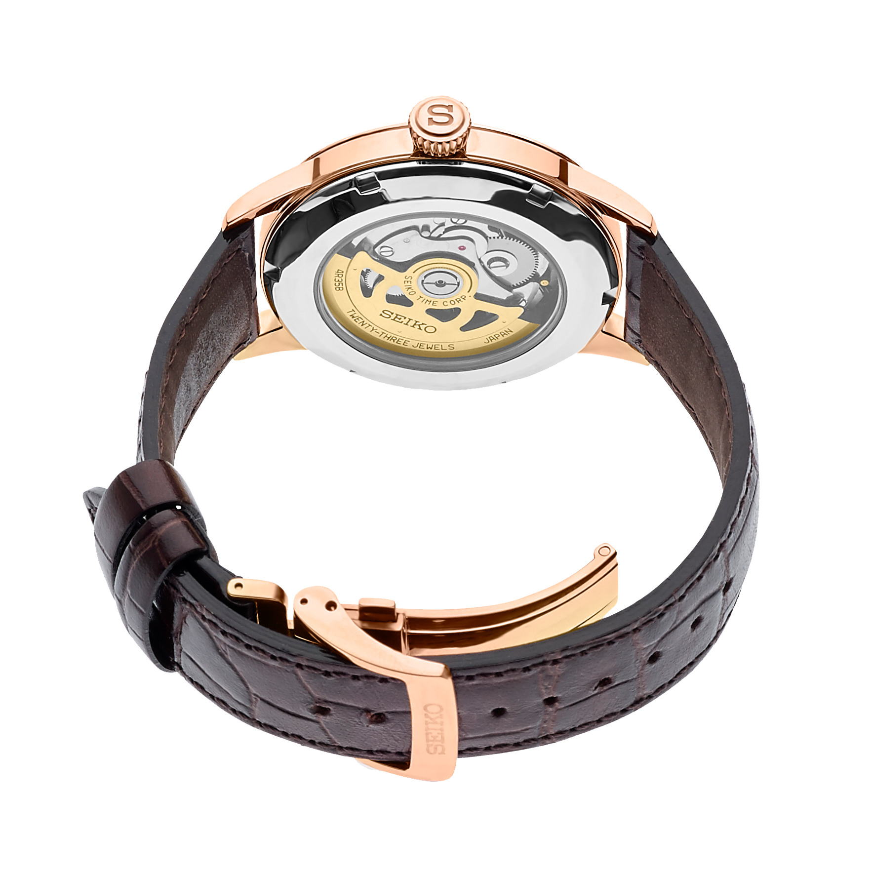 seiko presage srpb46 rose gold leather strap 40 5mm watch