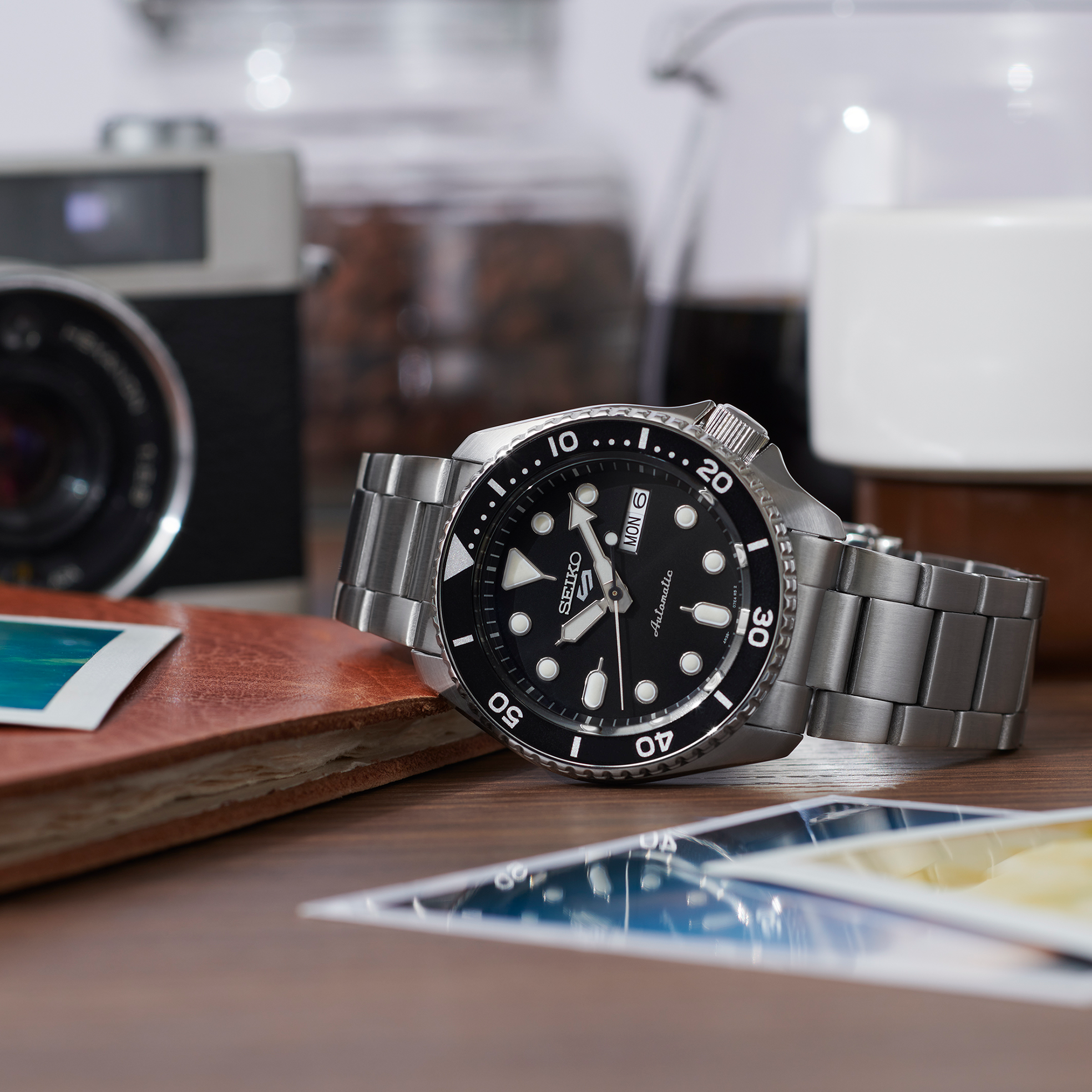 seiko 5 sports srpd55 automatic black dial watch