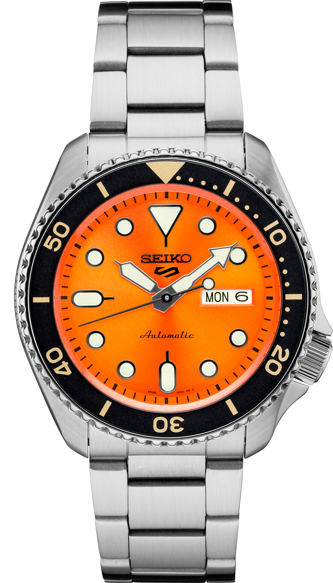 seiko 5 sports srpd59 orange dial watch