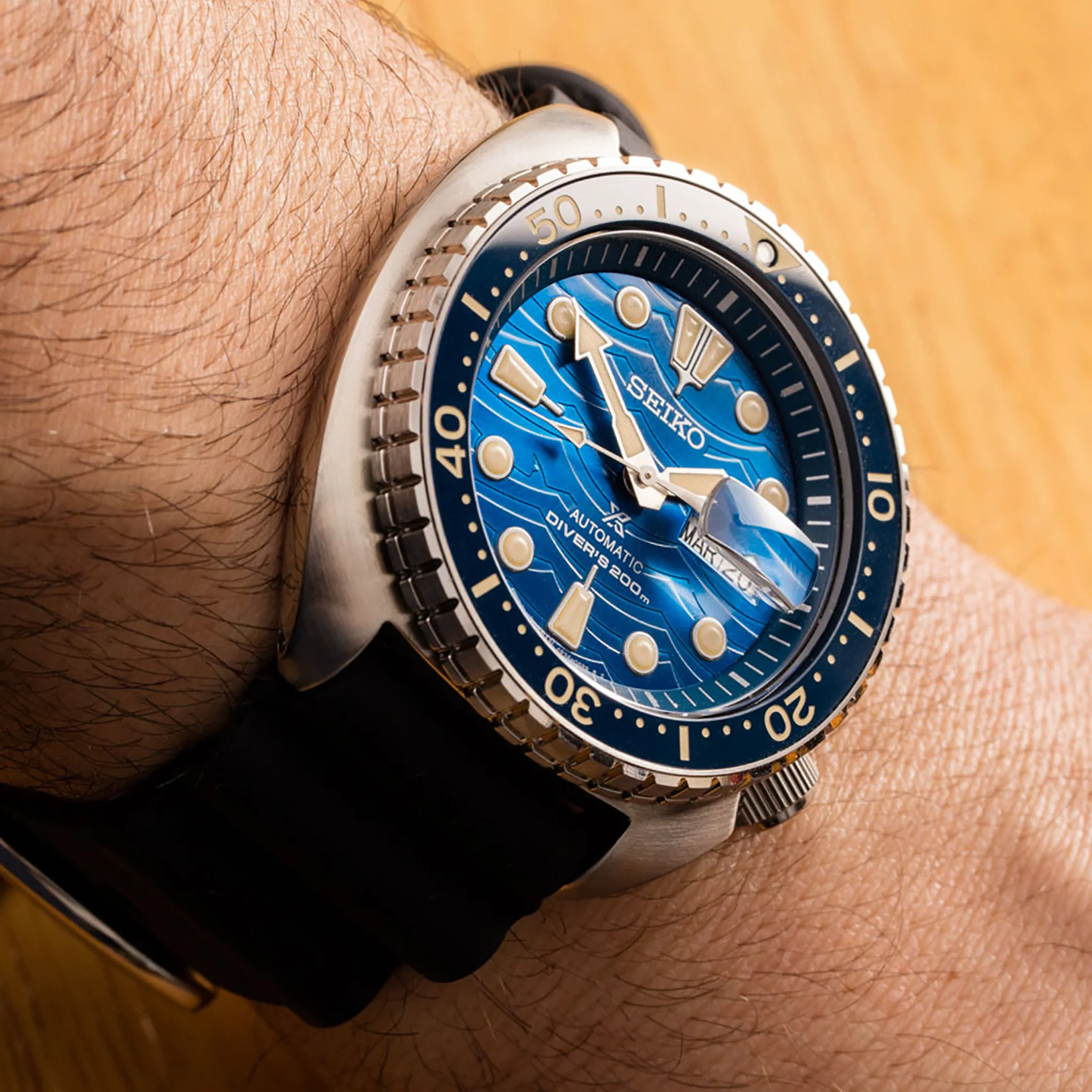 seiko prospex srpe07 special edition turtle blue dial diver watch