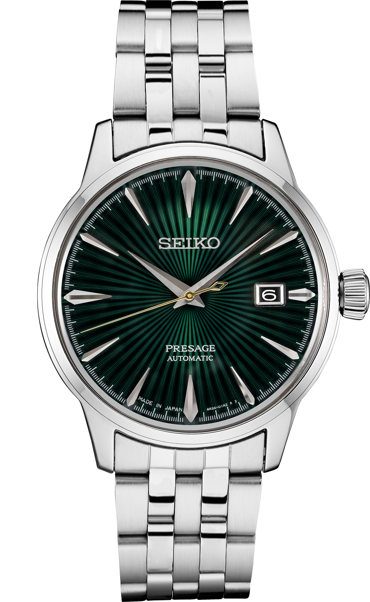 seiko green dial dress Presage "Cocktail Time" Power Reserve Watch #SSA459 Long Island Watch The watch case is made of stainless steel and has a diameter of 40 mm Vintage Seiko Slim Tank Quartz