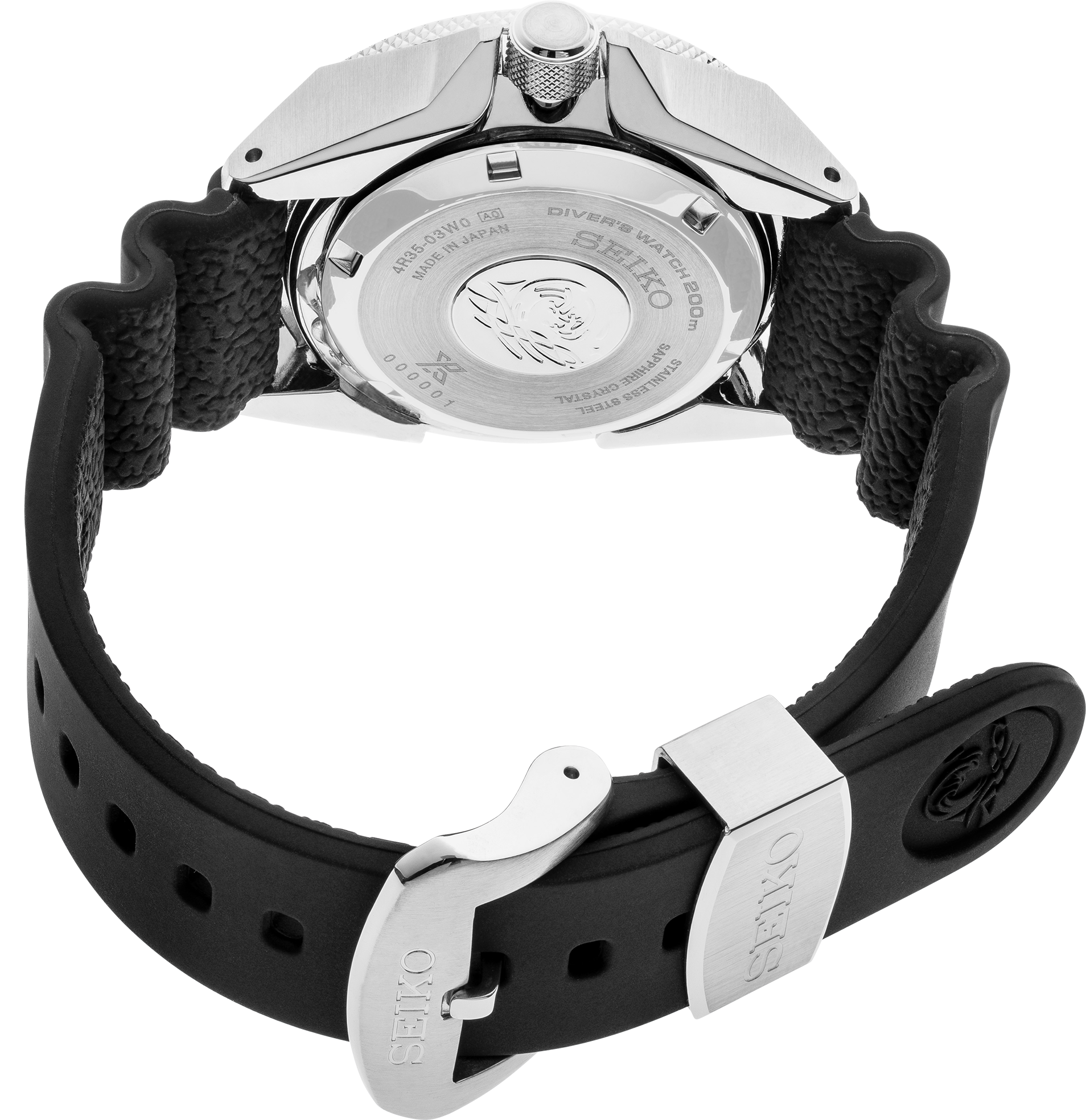 seiko prospex srpe37 samurai white dial black strap watch