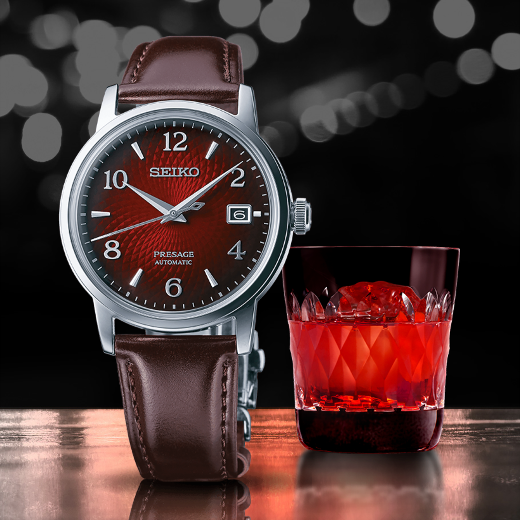 seiko presage srpe41 cocktail time red dial 38 5mm watch