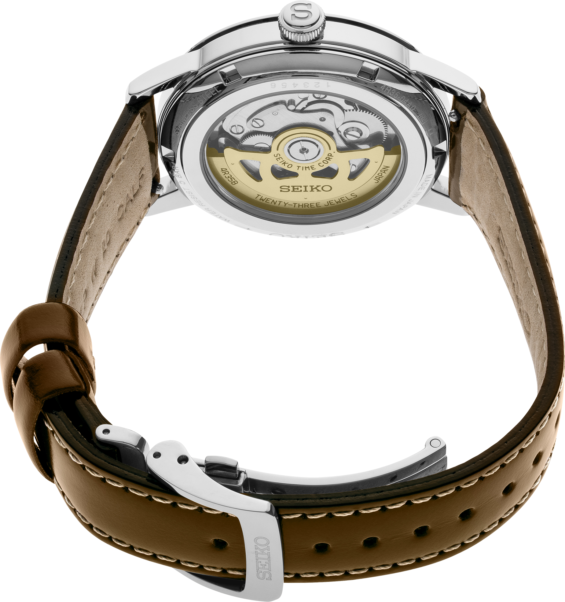 seiko presage srpe45 cocktail time green dial leather strap 38 5mm watch