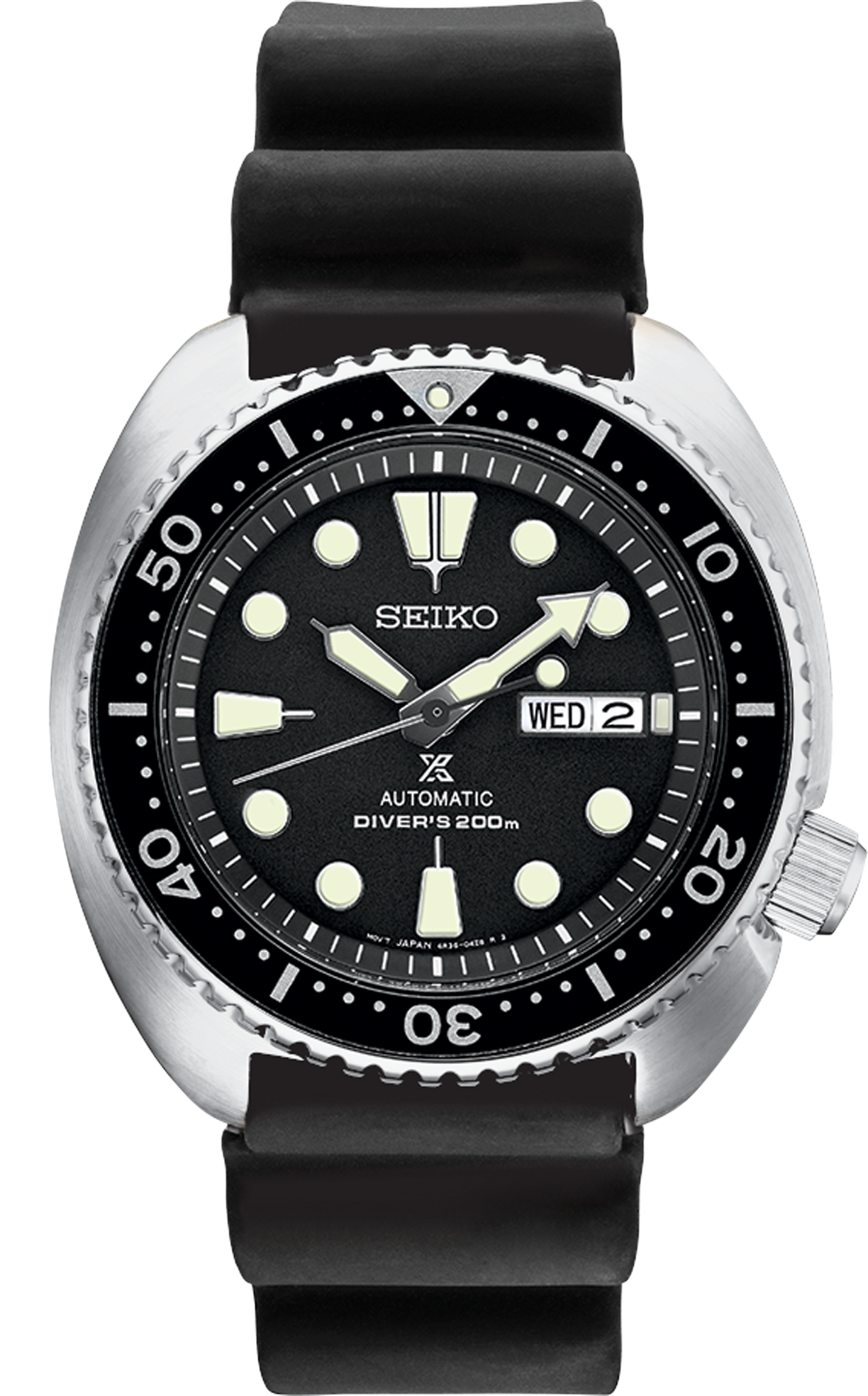 Seiko Prospex SRPE93 Black Dial Rubber Strap Turtle Diver Watch