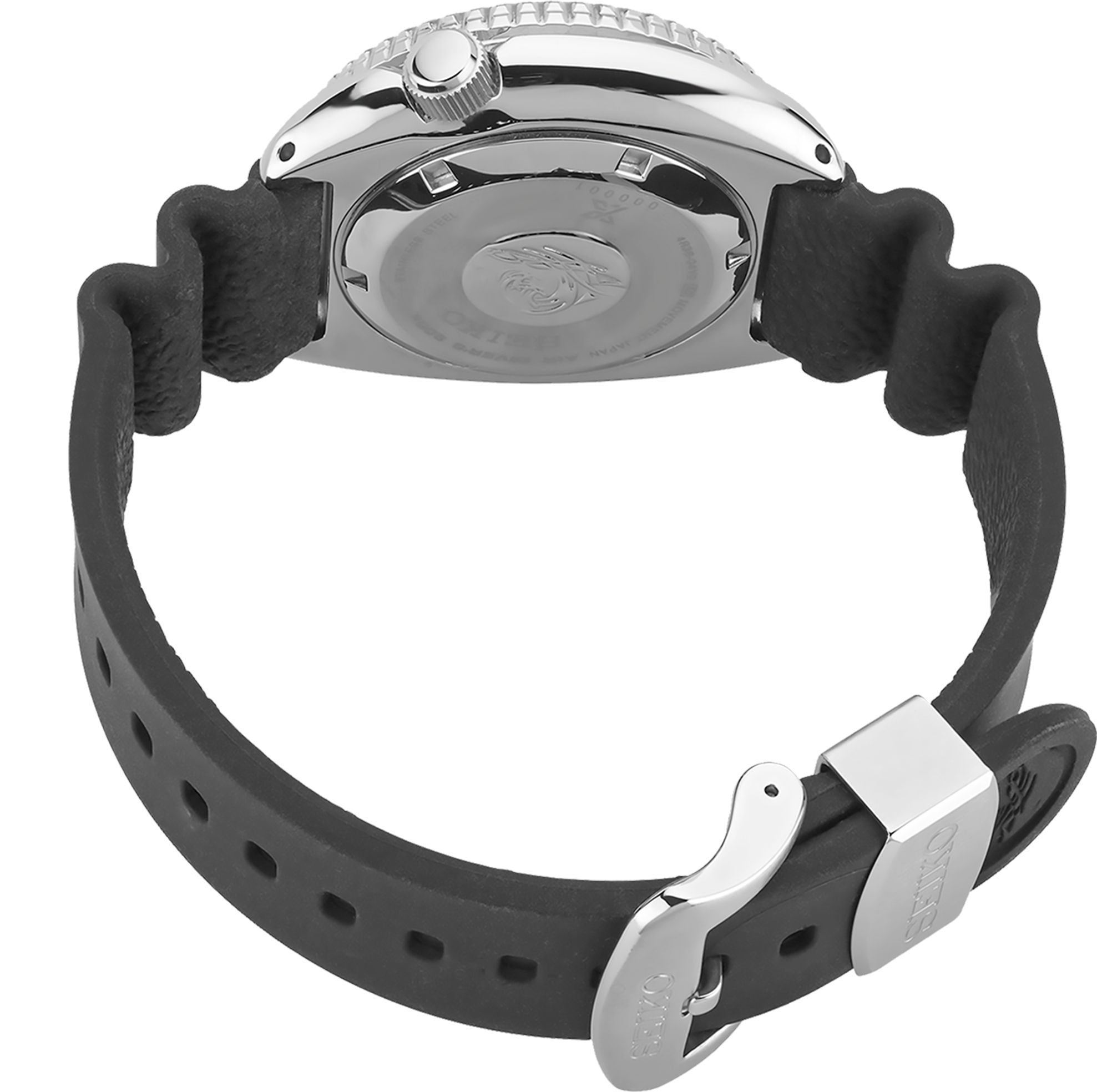 seiko prospex srpe93 black dial rubber strap turtle diver watch