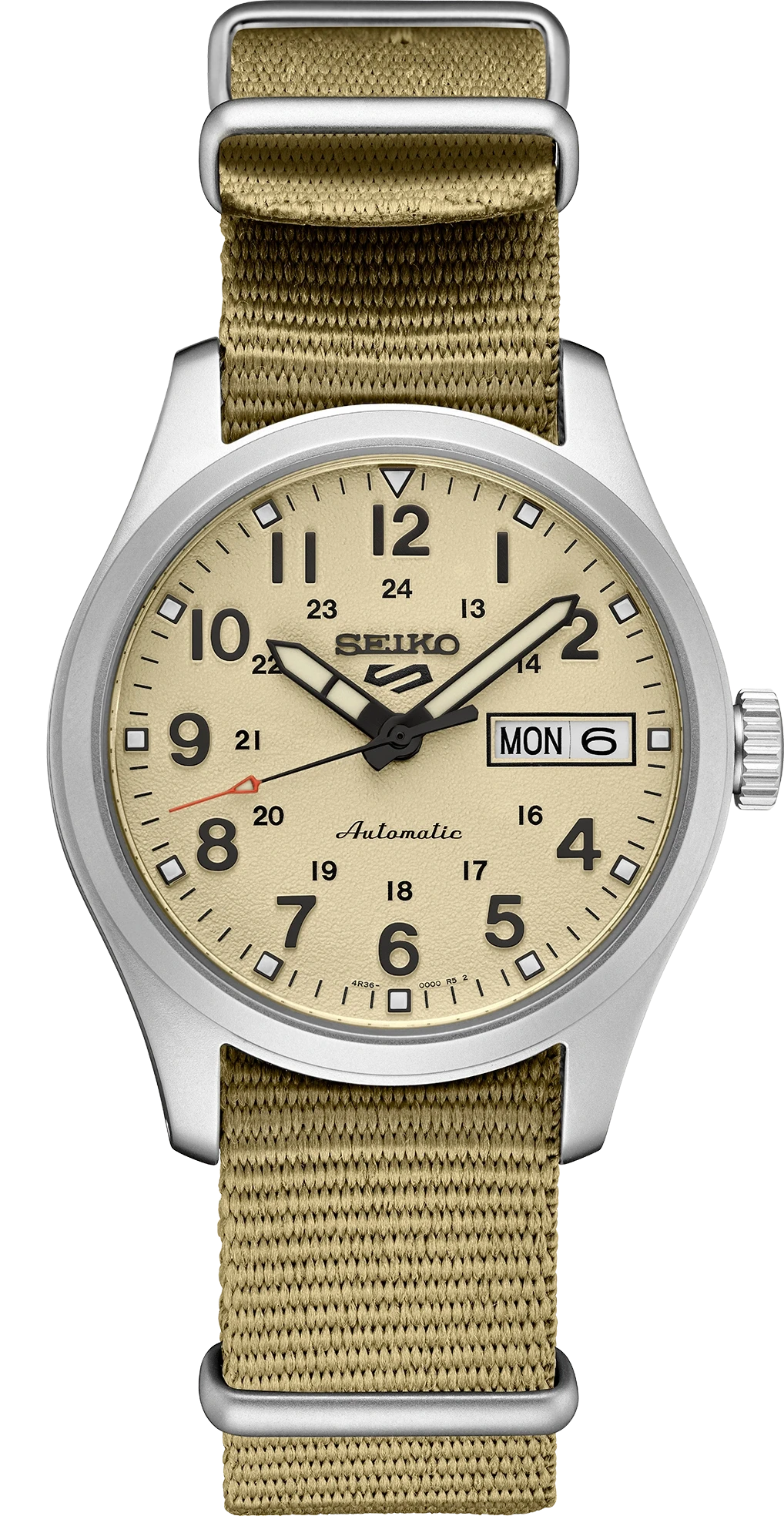 Seiko 5 Sports SRPJ83 36mm Field Beige Dial Automatic - Skeie's Jewelers