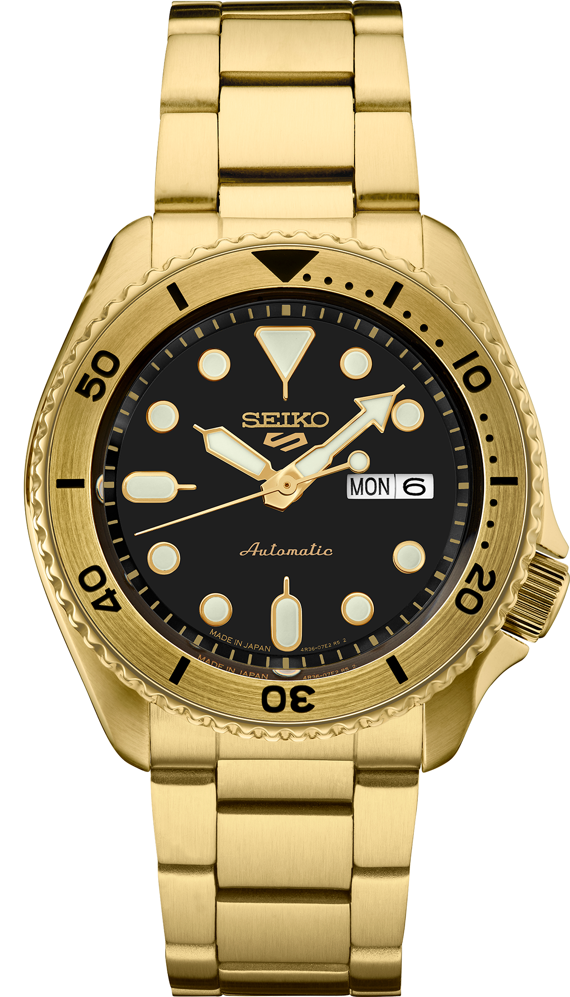 seiko 5 sports srpk18 gold tone automatic watch