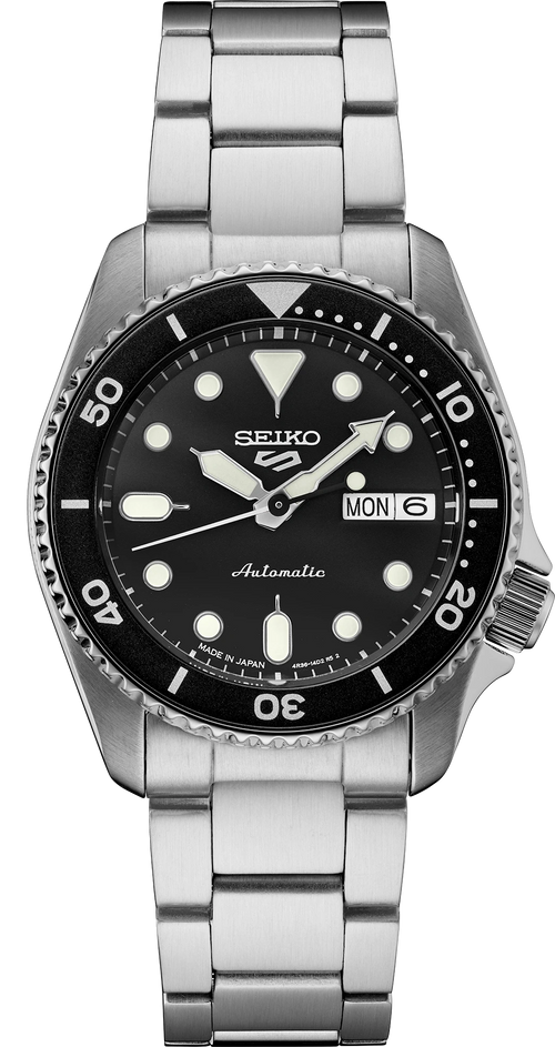 Seiko 5 Sports SRPK29 38mm Black Dial Automatic Watch - Skeie's Jewelers
