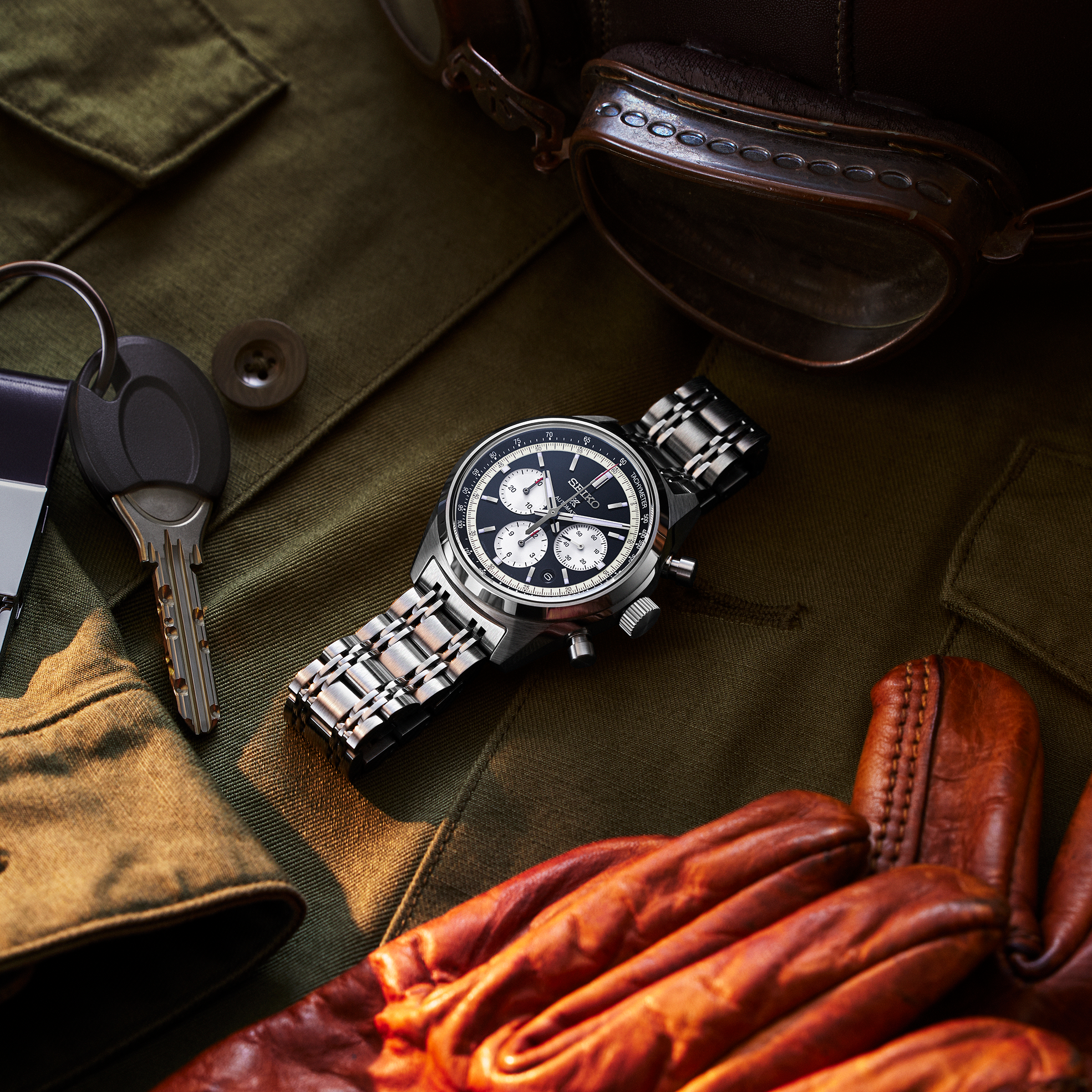 seiko srq053 black dial mechanical speedtimer