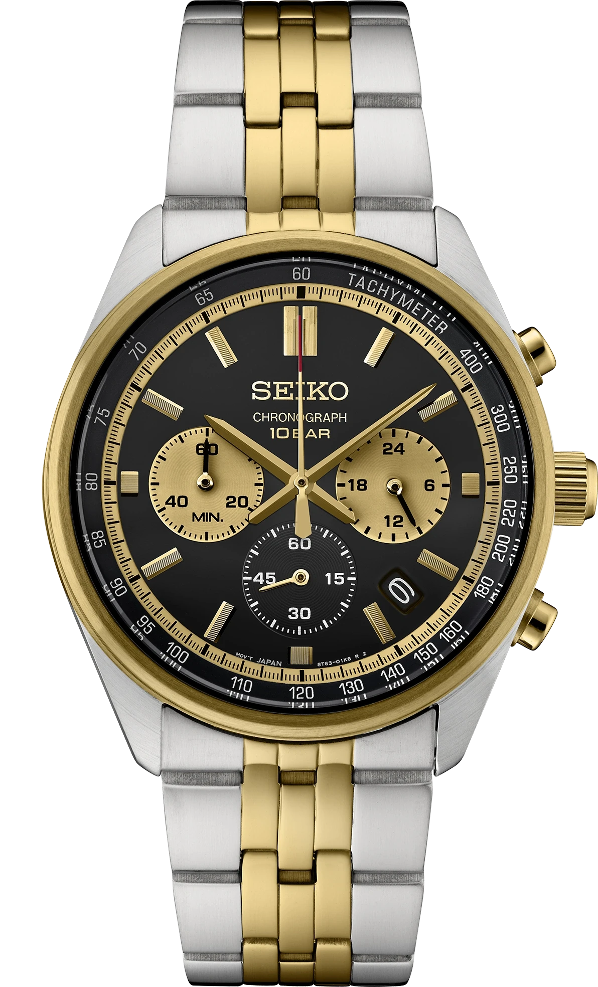 Seiko Essentials SSB430 Chronograph Black Gold Dial Quartz Watch - Skeie's Jewelers