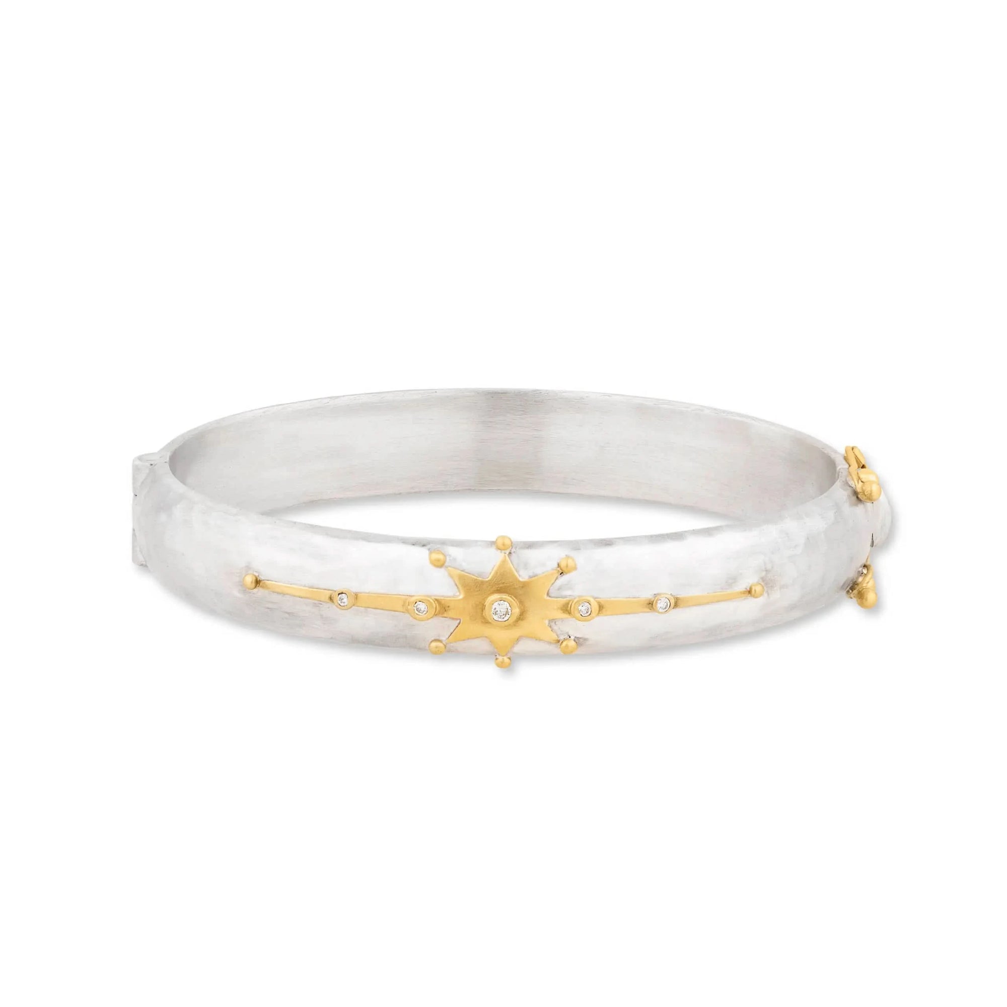 Lika Behar Hammered Silver Starburst Bangle - Skeie's Jewelers