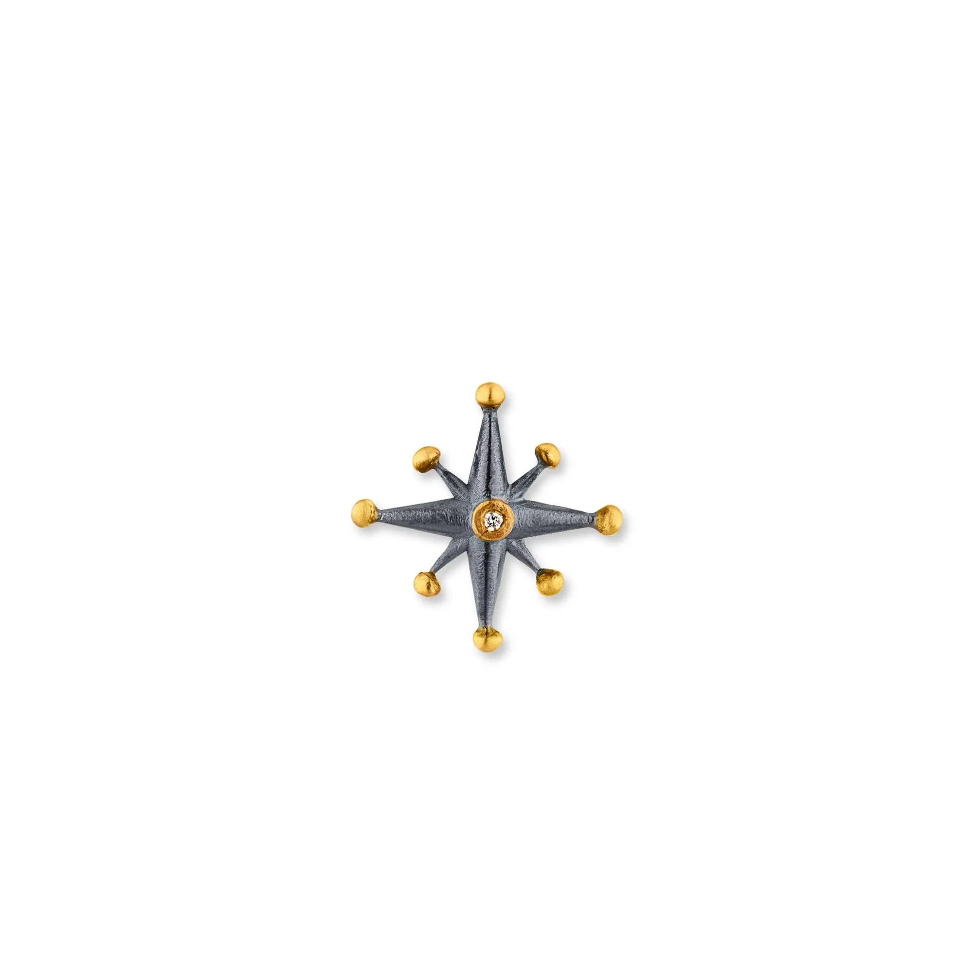 Mini Starburst Oxidized Silver and Gold Pendant - Skeie's Jewelers