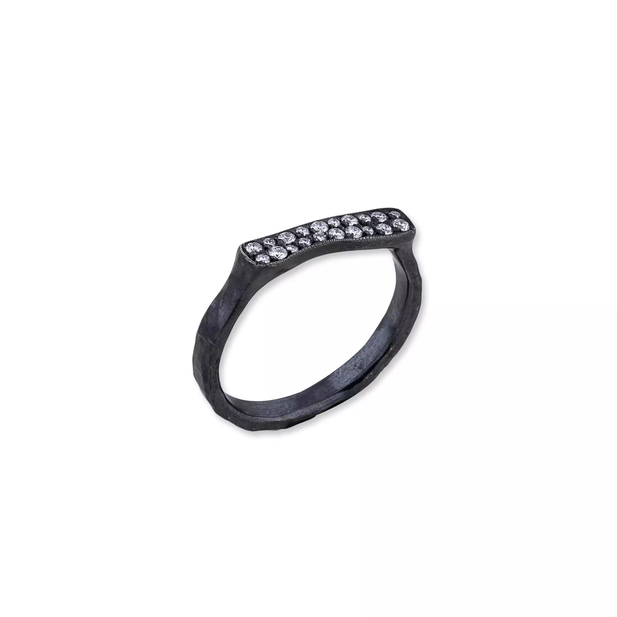 Oxidized Sterling Silver Diamond Pave Stockton Ring - Skeie's Jewelers