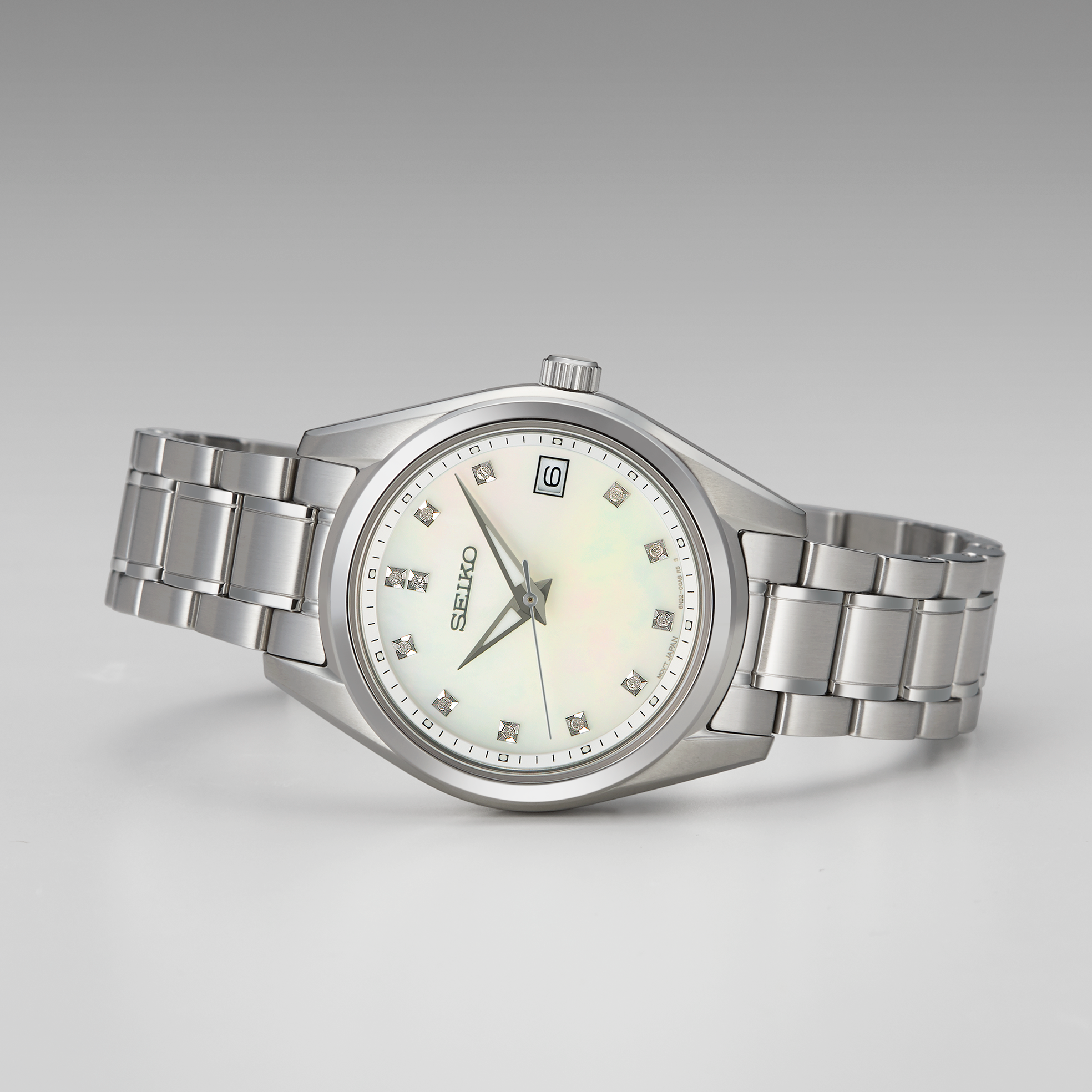 seiko sur579 mother of pearl and diamond watch
