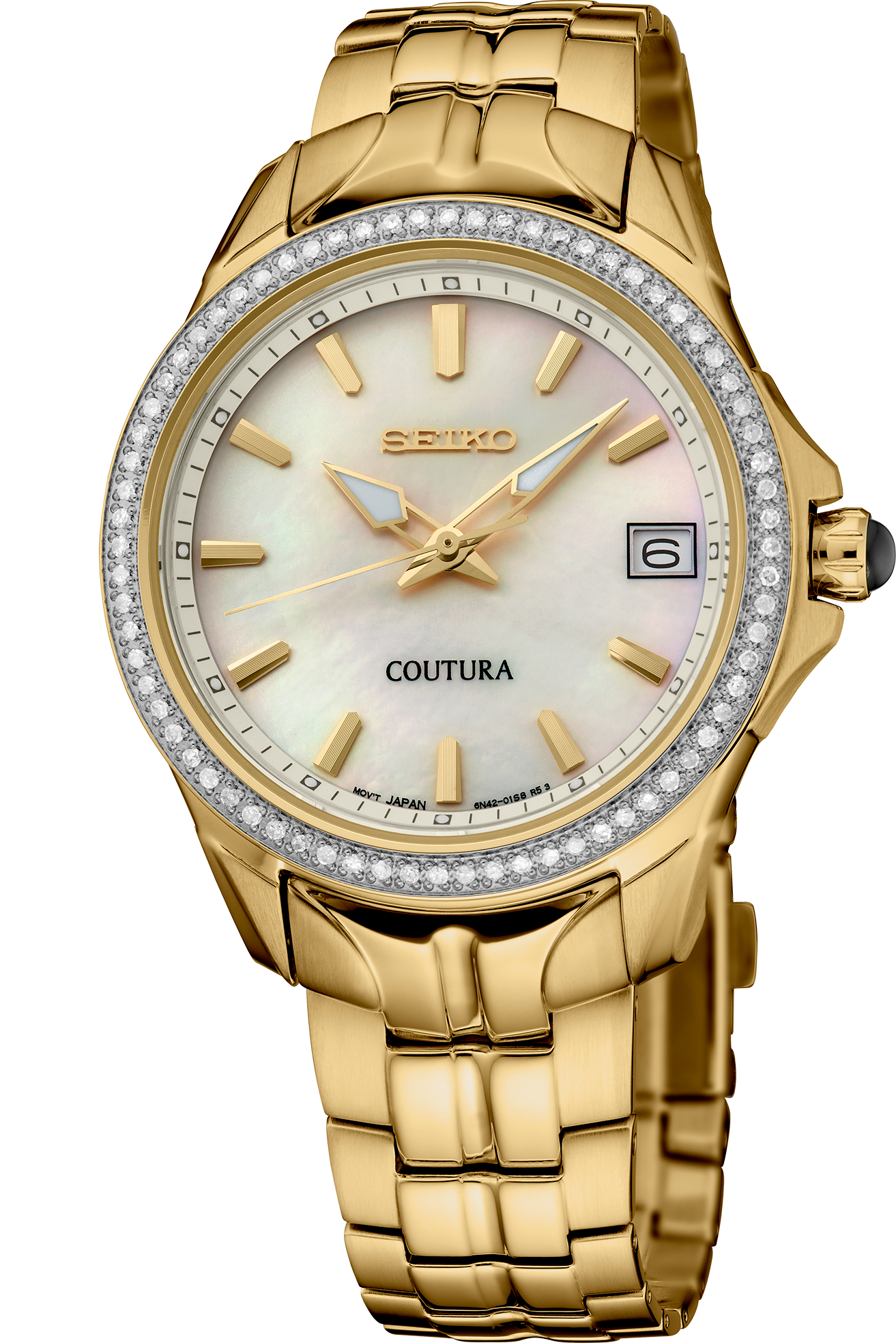 seiko sur592 gold tone diamond watch