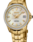 seiko sur592 gold tone diamond watch