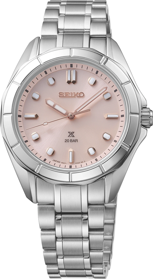 Seiko Prospex SUR597 Pink Dial Sports Watch 200M - Skeie's Jewelers