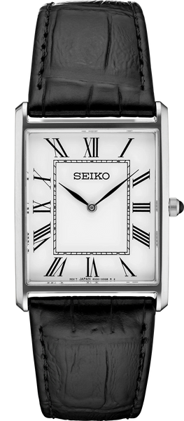 Seiko Essentials SWR049 Rectangular White Dial Dress Watch
