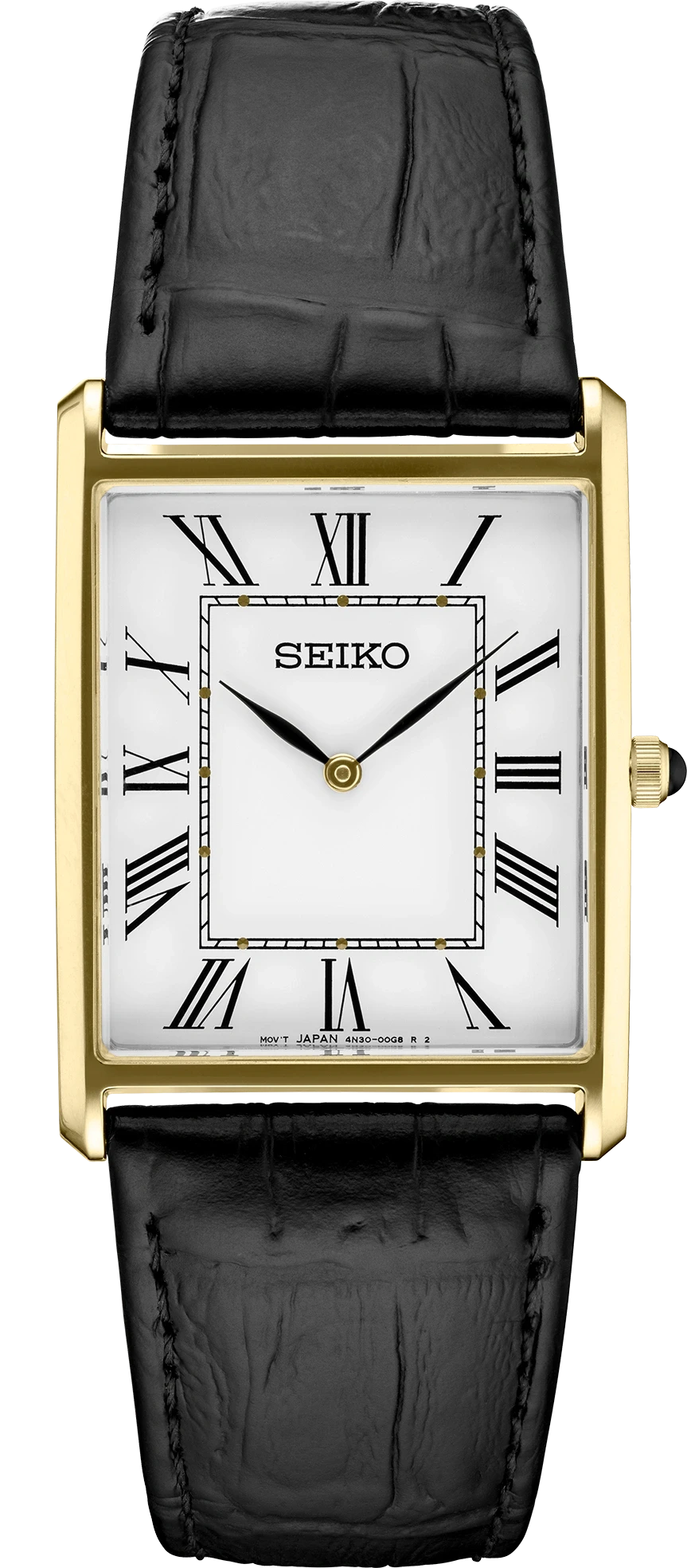 Seiko Essentials SWR052 Gold-Tone Rectangular Dress Watch - Skeie's Jewelers