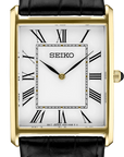 Seiko Essentials SWR052 Gold-Tone Rectangular Dress Watch - Skeie's Jewelers