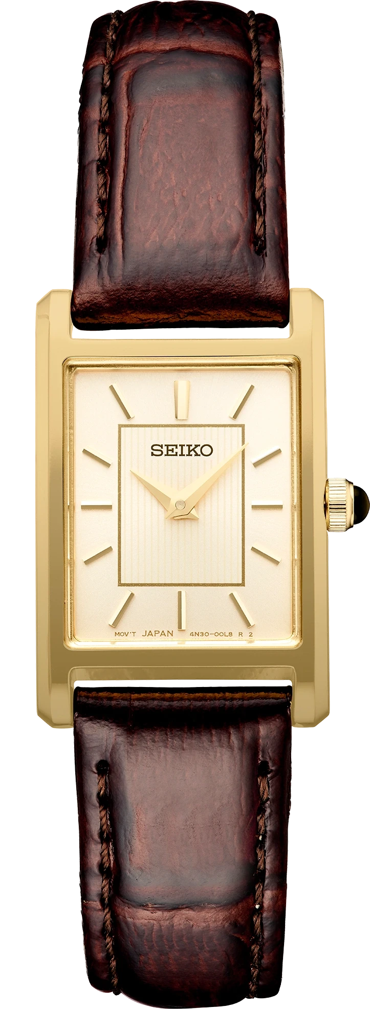 Seiko Essentials SWR066 Gold Tone Rectangular Dress Watch