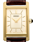 Seiko Essentials SWR066 Gold Tone Rectangular Dress Watch