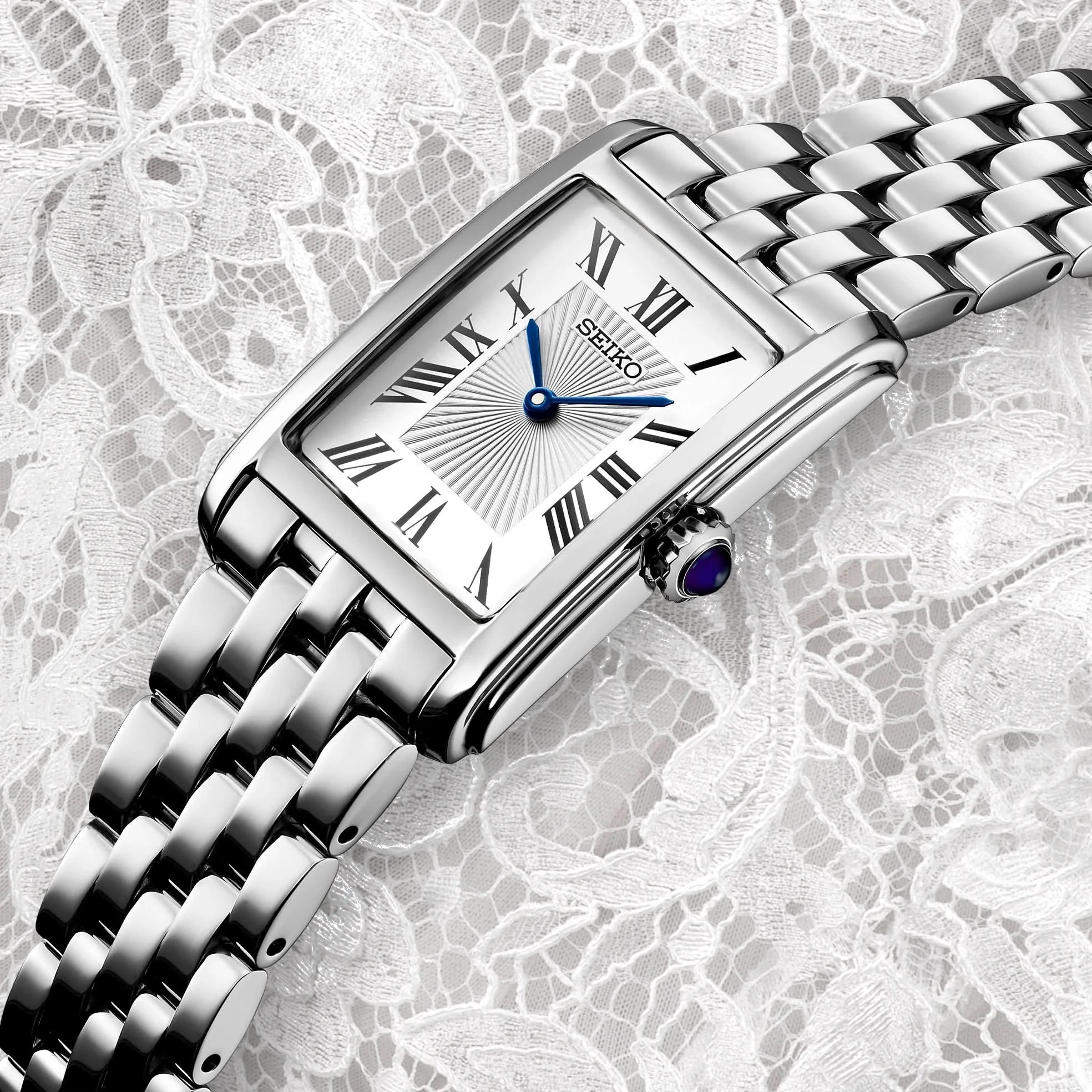 Seiko Essentials SWR083 Ladies Rectangular Dress Watch Steel