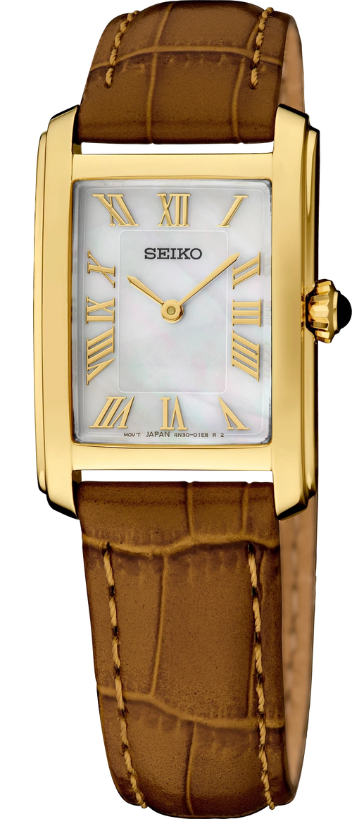 Seiko Essentials SWR052 Gold-Tone Rectangular Dress Watch Seiko Essentials SWR052 Gold-Tone Rectangular Dress Watch