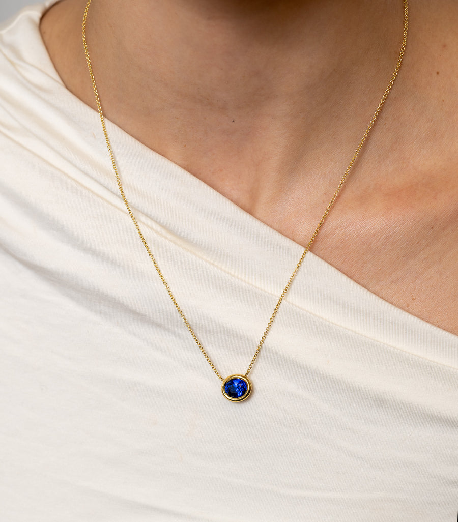 Sapphire Bezel-Set Necklace by Skeie's