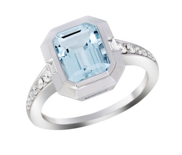 Aquamarine and Diamond-Accented Ring - Skeie's Jewelers