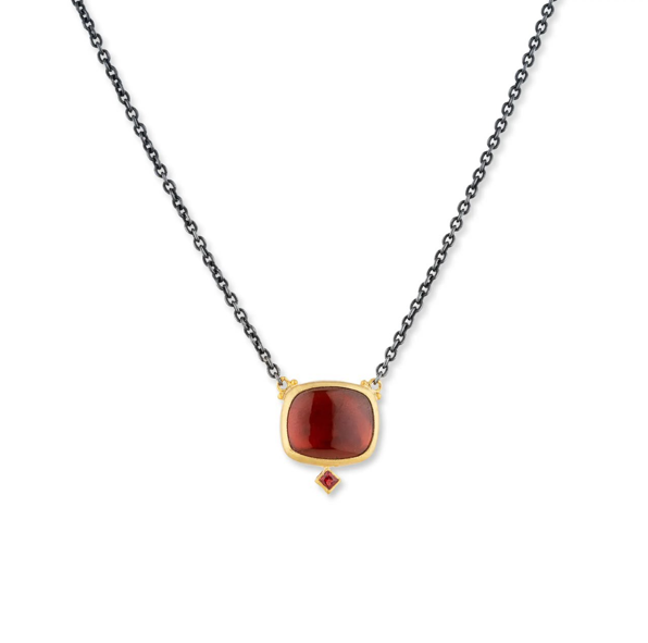 Lika Behar Garnet & Mother of Pearl Doublet Pendant Necklace