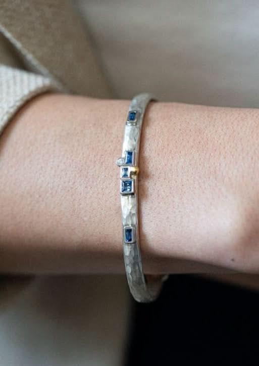 Blue Sapphire Prismic Sterling Silver Cuff Bracelet - Skeie's Jewelers
