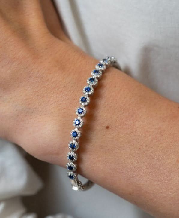 Blue Sapphire and Diamond Bangle Bracelet - Skeie's Jewelers