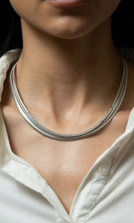 Marco Bicego 'Masai' White Gold 3-Strand Diamond Line Necklace - Skeie's Jewelers